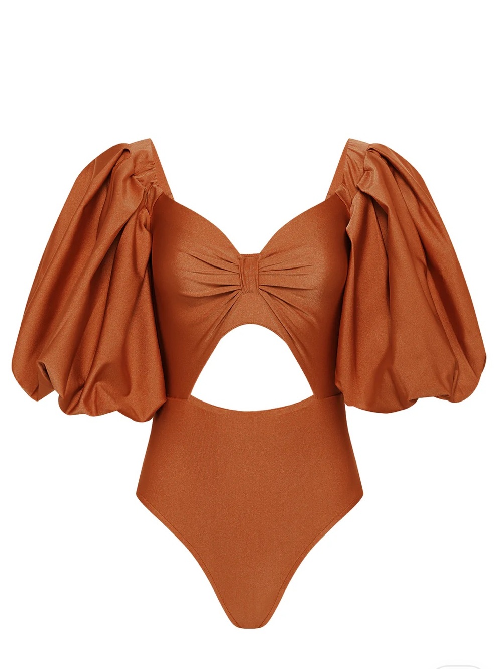Fe Noel Rust Puff Sleeve One Piece Swimsuit Bodysuit S